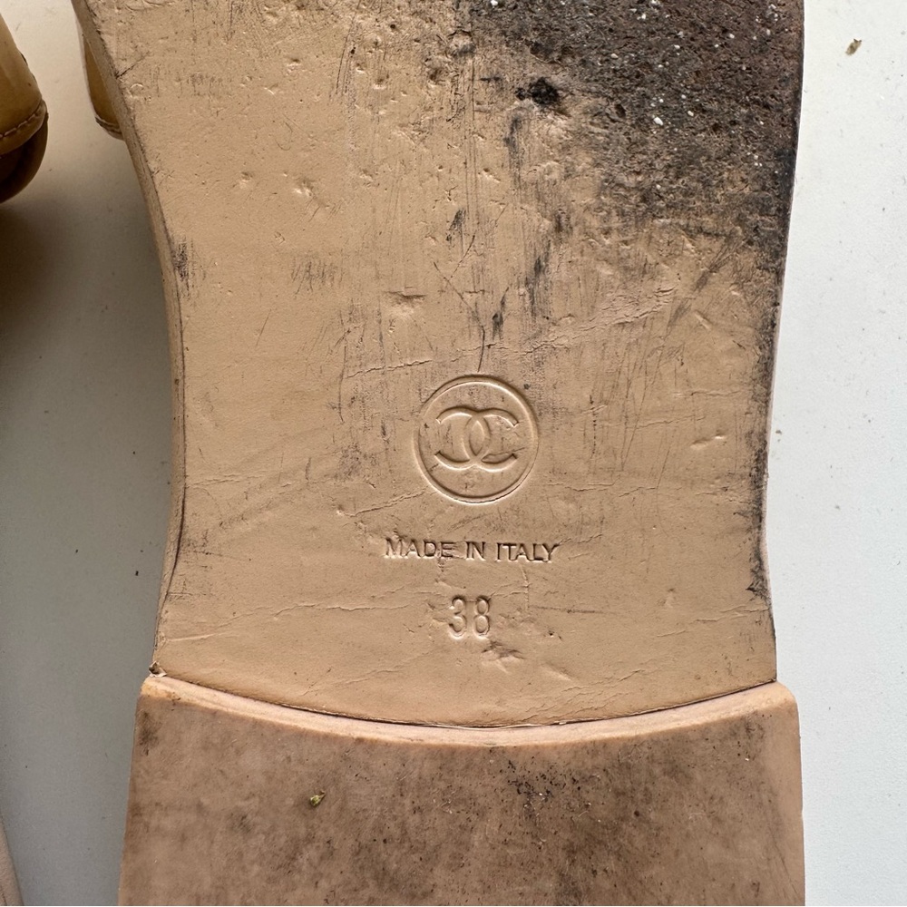 Chanel Tan Minimalist Leather Sandals - Picture 4 of 4